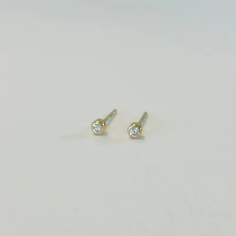 bezel set diamond studs, micro sold by Theodosia