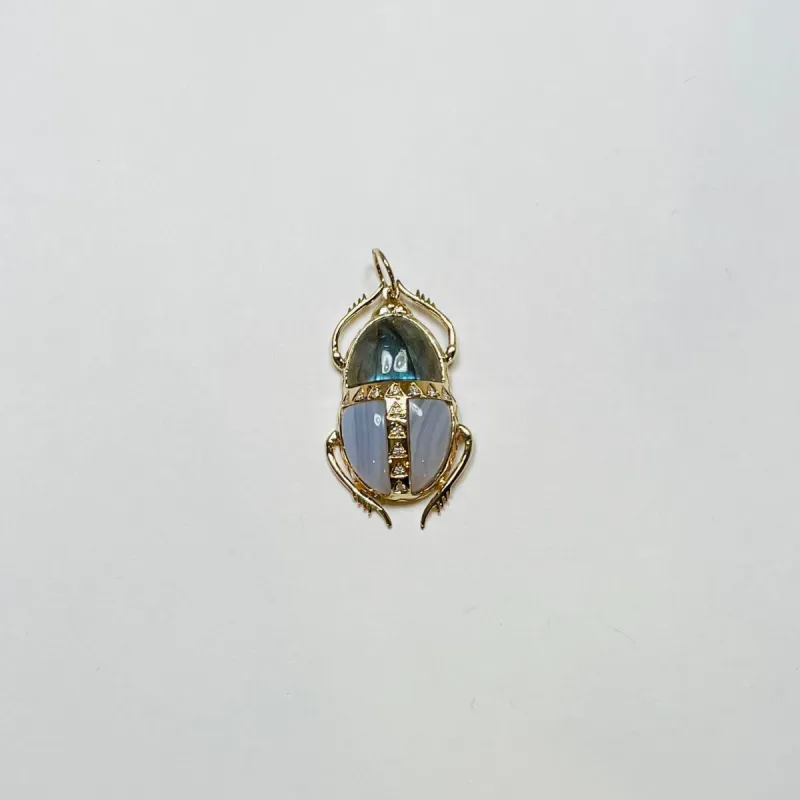 scarab beetle pendant, labradorite and calcedony sold by Theodosia