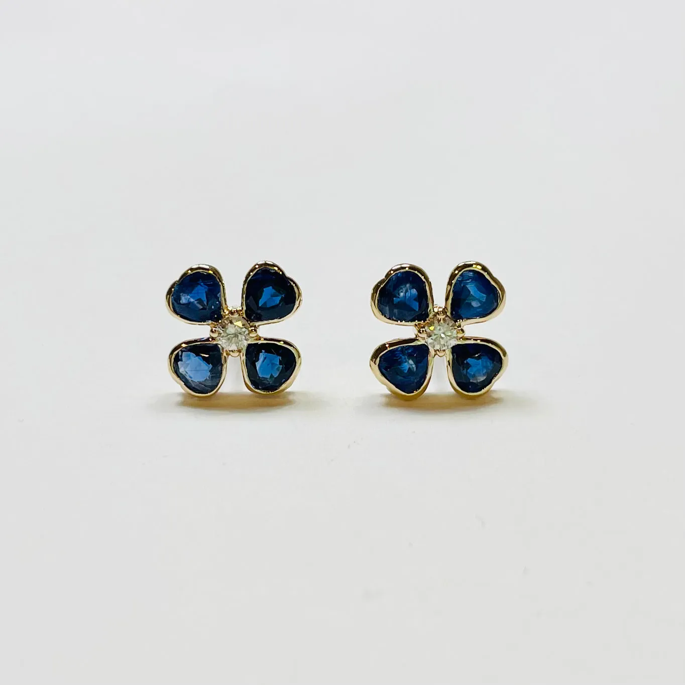 sapphire flower studs sold by Theodosia