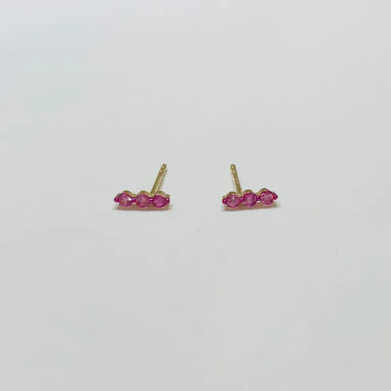 pink sapphire floating bar studs sold by Theodosia
