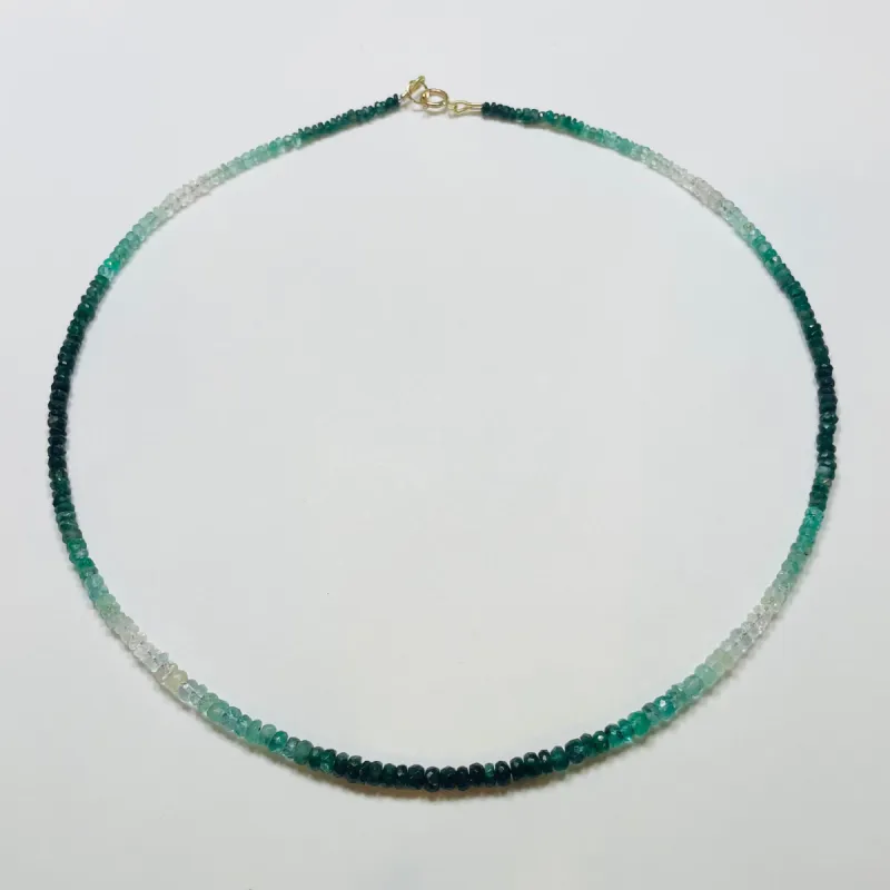 shaded emerald heishi cut necklace sold by Theodosia