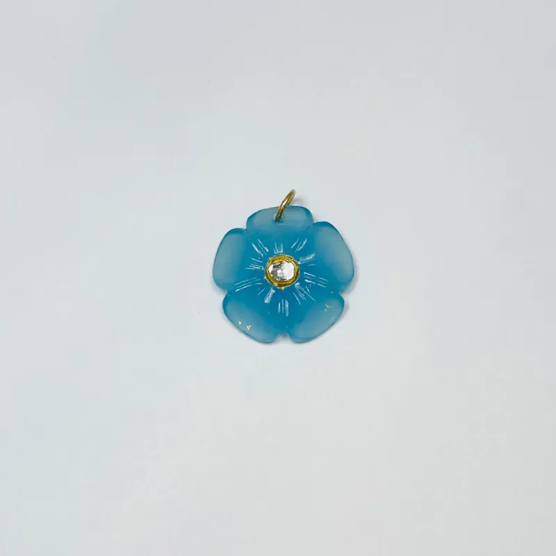 carved blue chalcedony flower pendant, medium sold by Theodosia