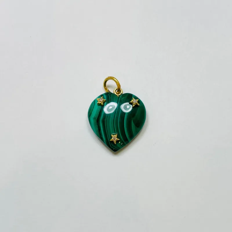 malachite heart and stars pendant sold by Theodosia