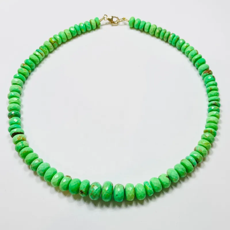faceted green turquoise candy necklace sold by Theodosia