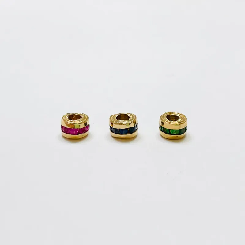 channel set barrel bead charm made by Theodosia