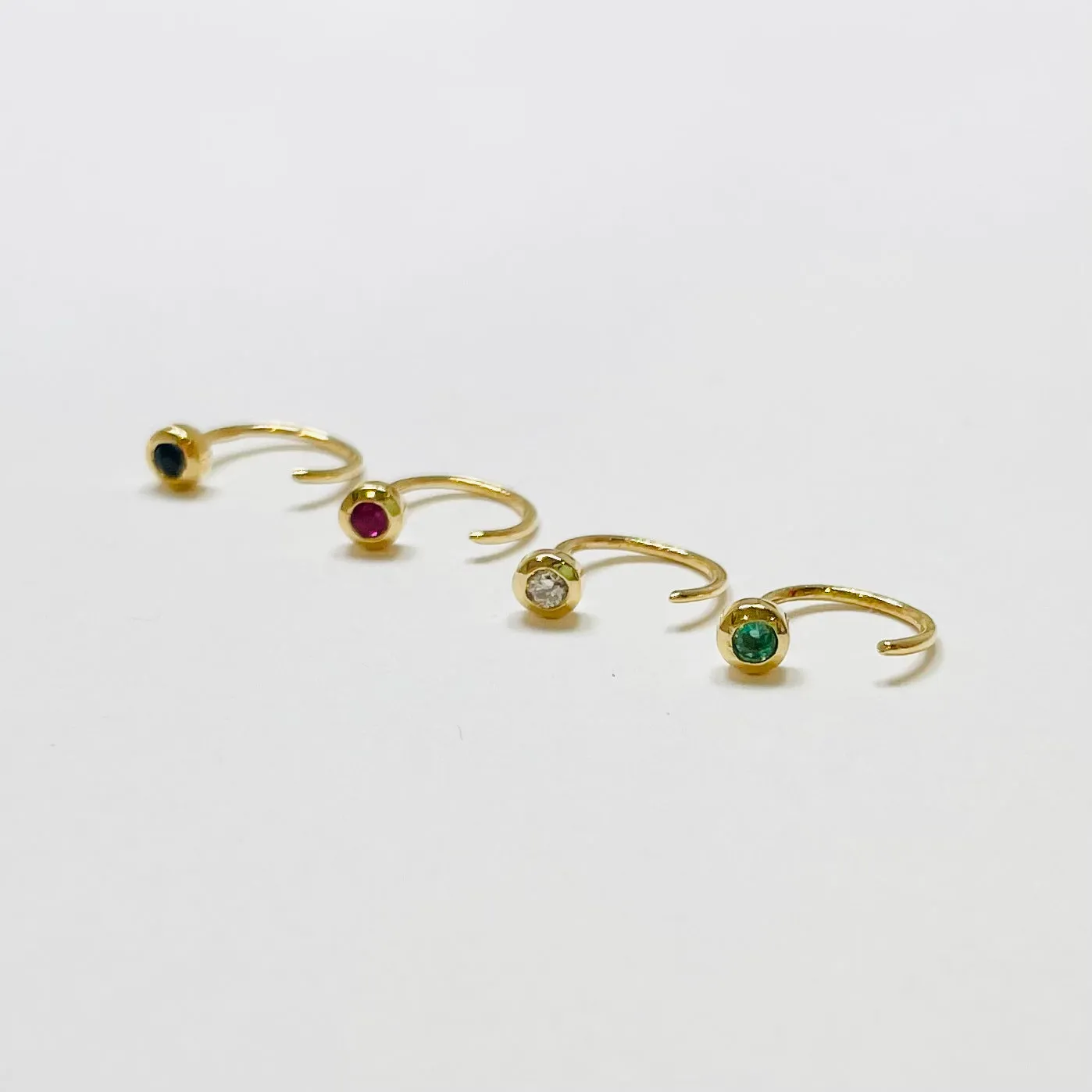 single gemstone half huggie sold by Theodosia