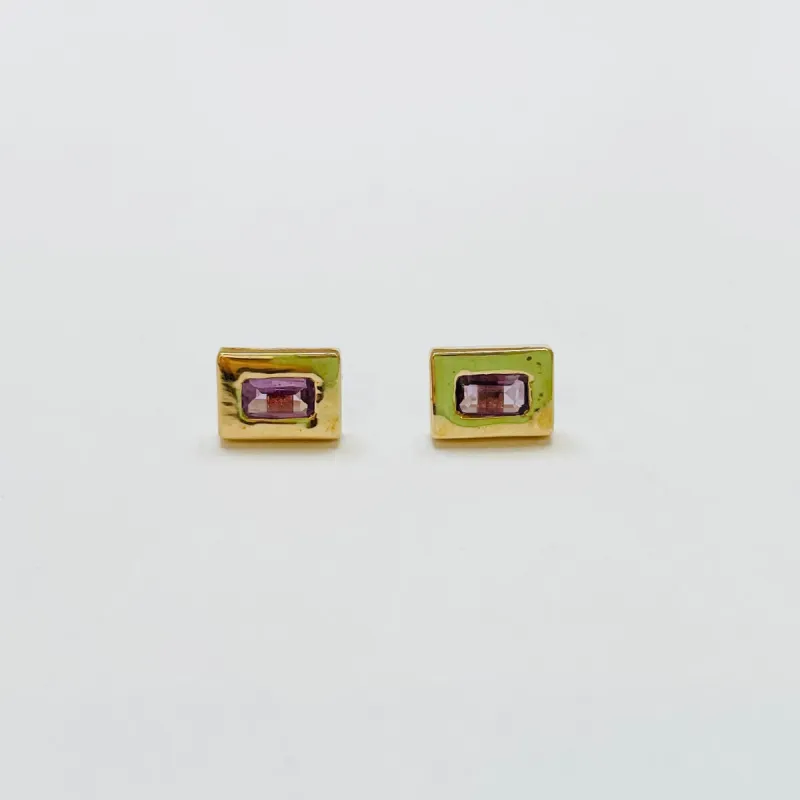 purple sapphire picture frame studs sold by Theodosia