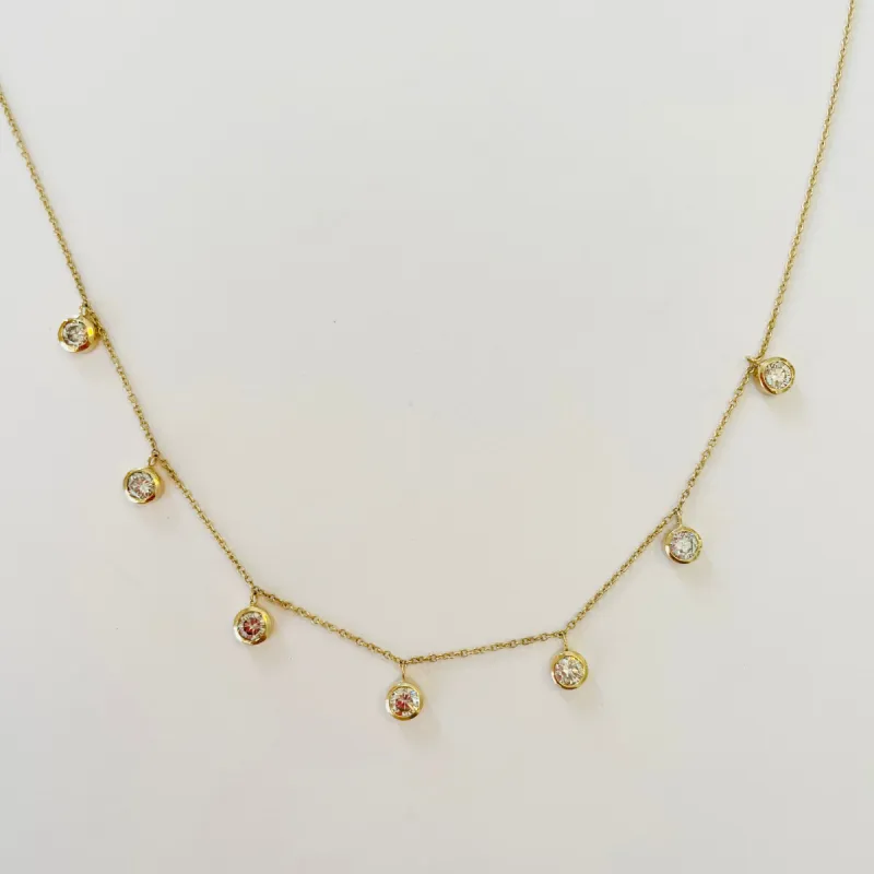 large bezel set diamond fringe Necklace, 1 FCW sold by Theodosia