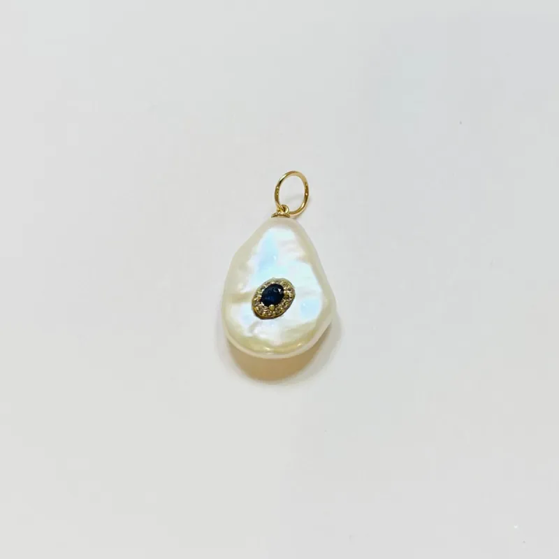 baroque pearl pendant, blue sapphire sold by Theodosia