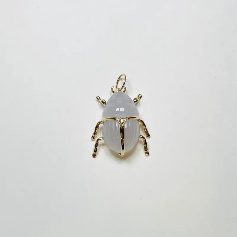scarab beetle pendant, lavender chalcedony sold by Theodosia
