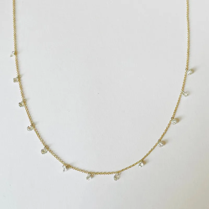 floating diamond fringe necklace sold by Theodosia