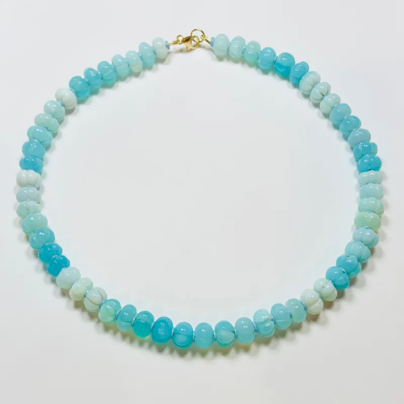 carved shaded bright blue opal candy necklace sold by Theodosia