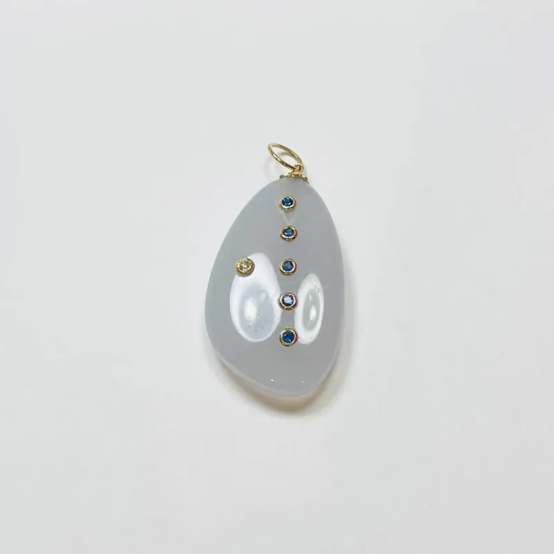 freeform chalcednoy with sapphires and diamond sold by Theodosia