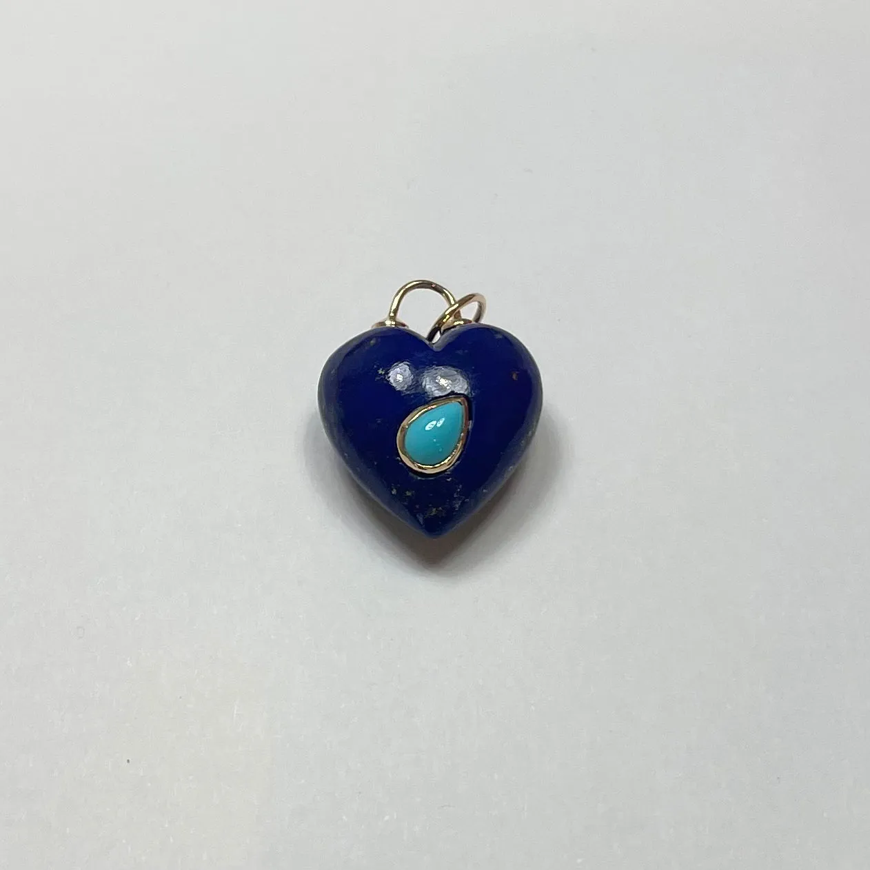 puffy lapis heart pendant with turquoise sold by Theodosia