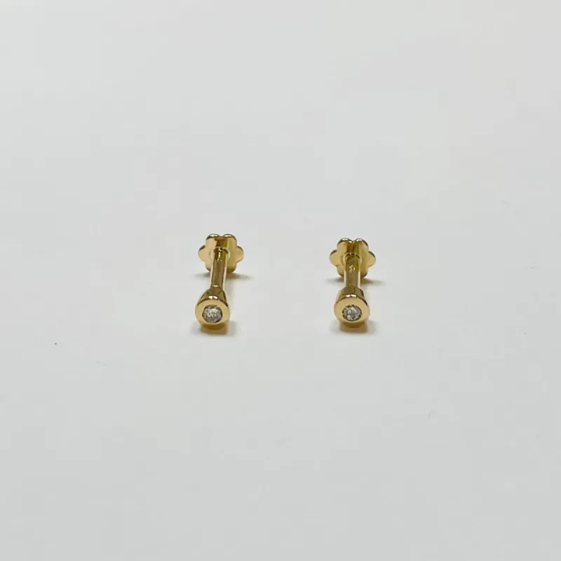 bezel diamond studs 2mm, flat back sold by Theodosia
