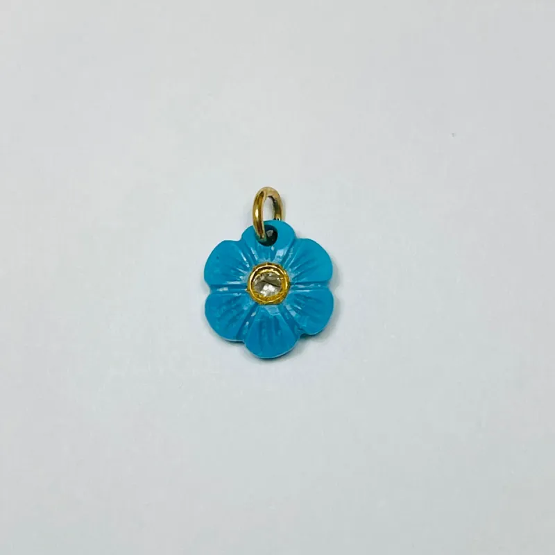carved turquoise flower pendant, 5/8 in sold by Theodosia