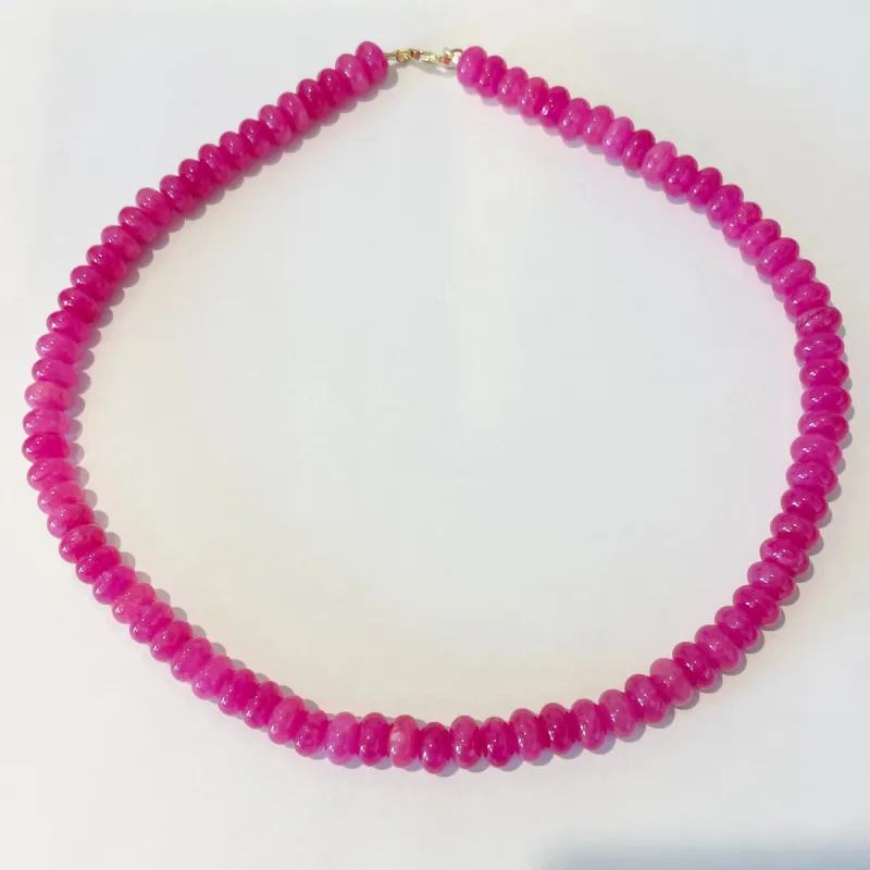 raspberry angelite candy necklace sold by Theodosia