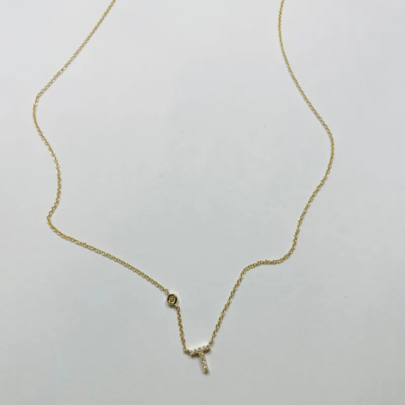 initial pavè diamond necklace sold by Theodosia