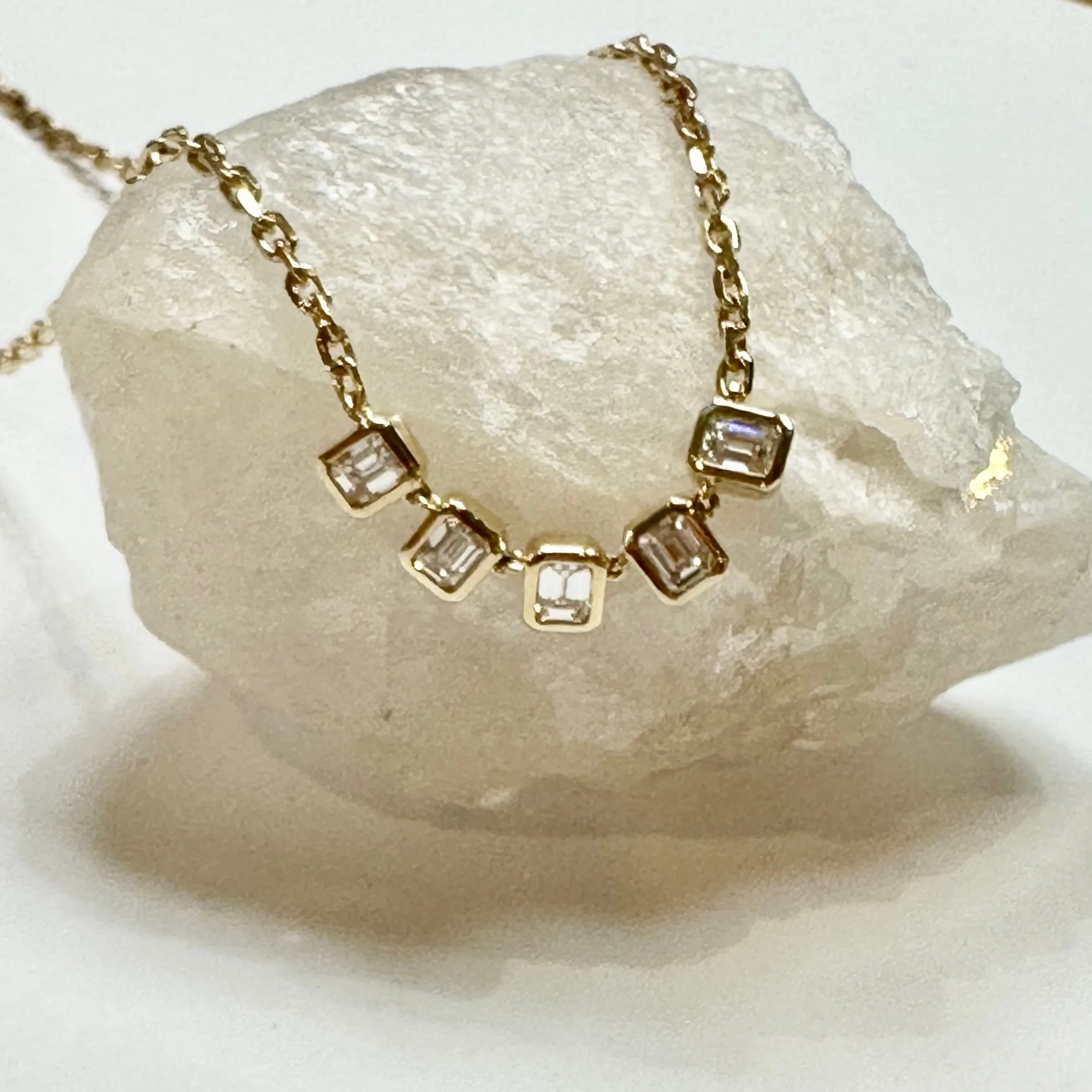 5 Diamond bezel necklace sold by Theodosia