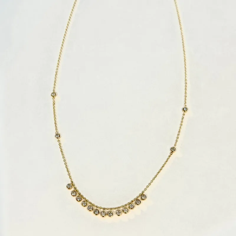 bezel diamond jingle fringe necklace sold by Theodosia