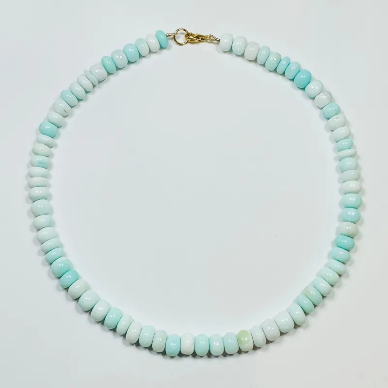 smooth bright peruvian blue opal candy necklace sold by Theodosia