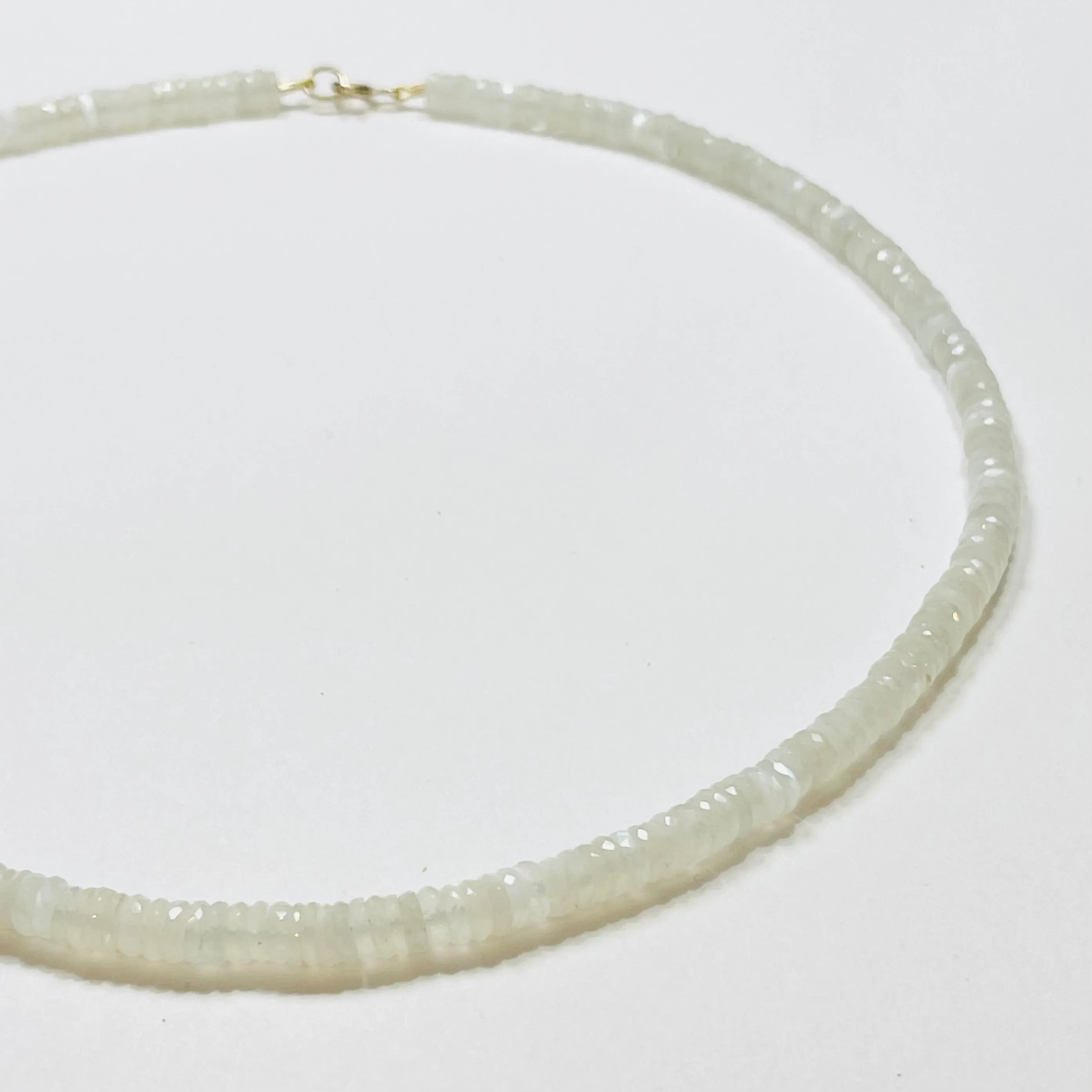 white moonstone heishi necklace sold by Theodosia product image thumbnail 2