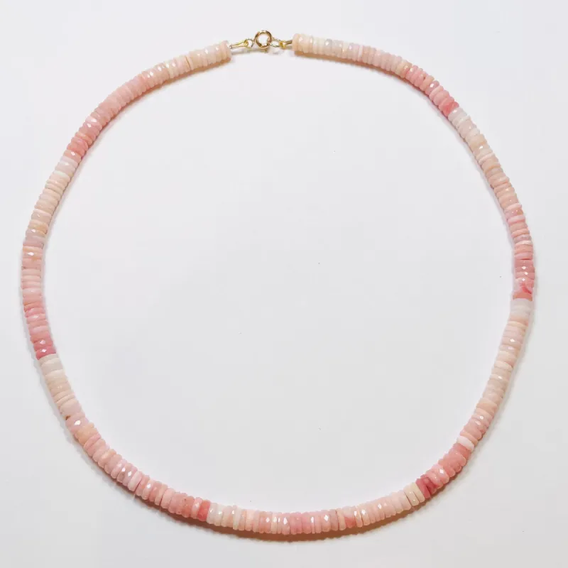 shaded pink opal heishi necklace sold by Theodosia