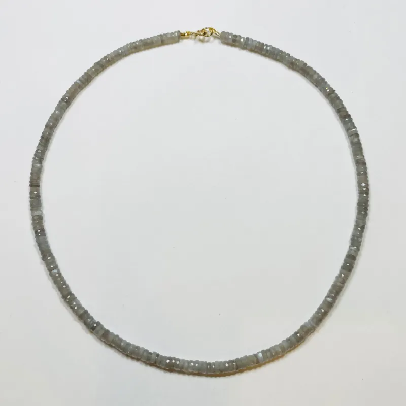 grey moonstone heishi necklace sold by Theodosia