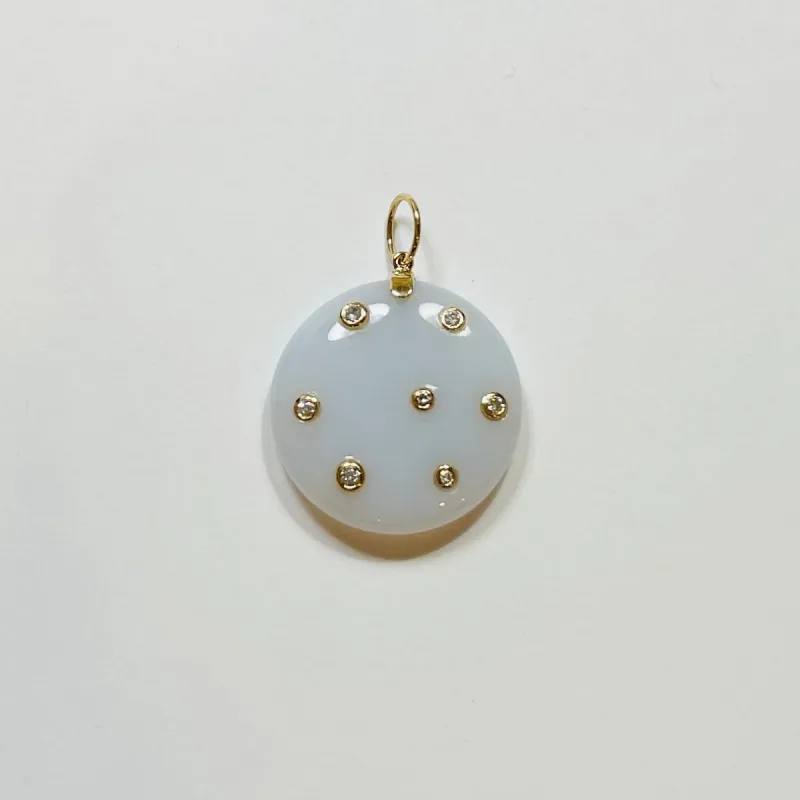lavender chalcedony disk pendant sold by Theodosia