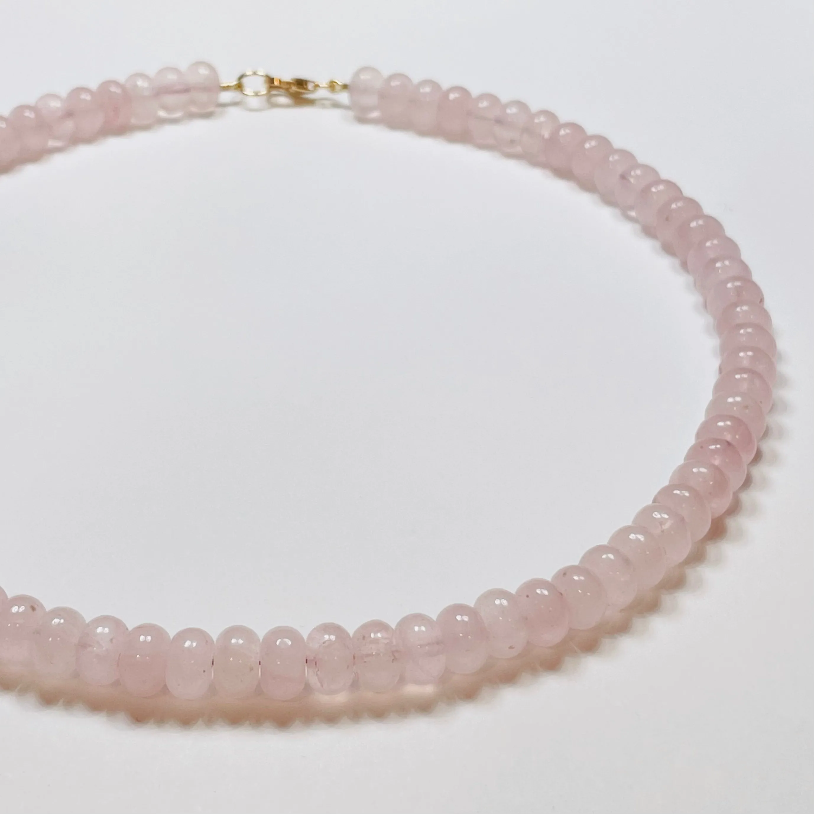 smooth rose quartz candy necklace sold by Theodosia product image thumbnail 2