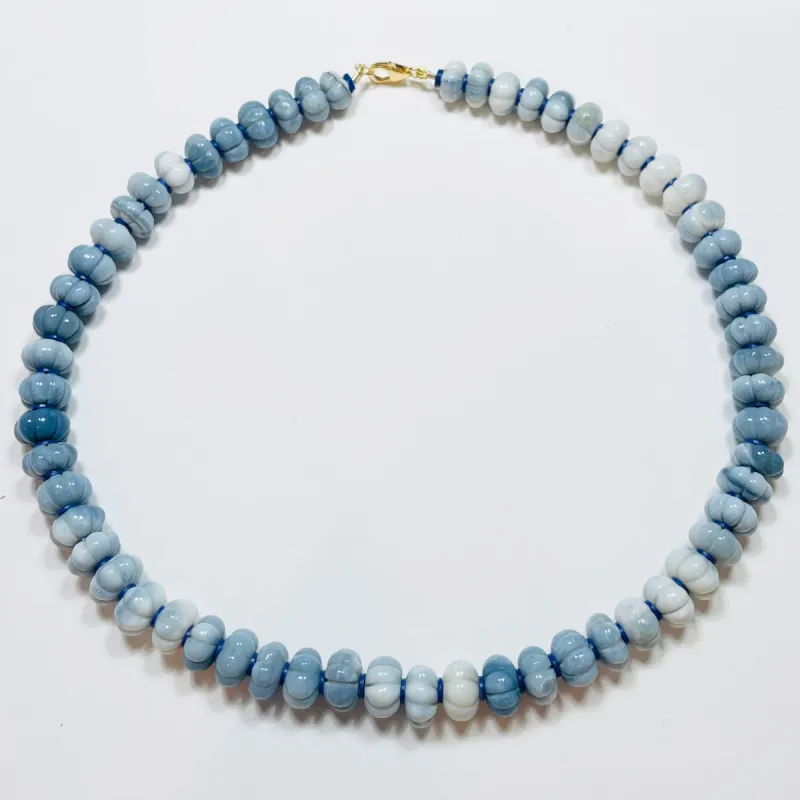 carved peruvian blue opal candy necklace sold by Theodosia