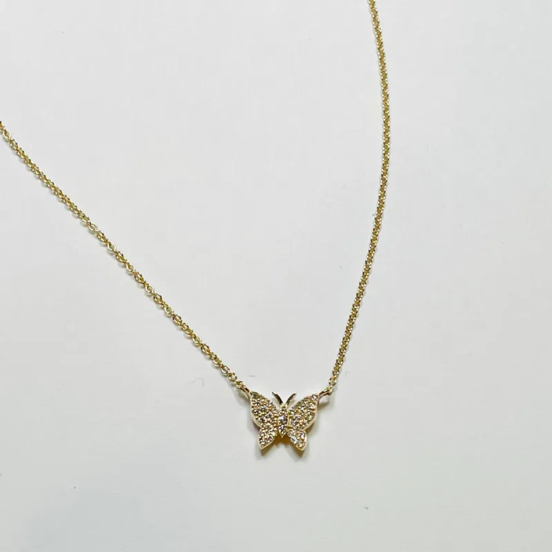 pavè diamond butterfly necklace sold by Theodosia