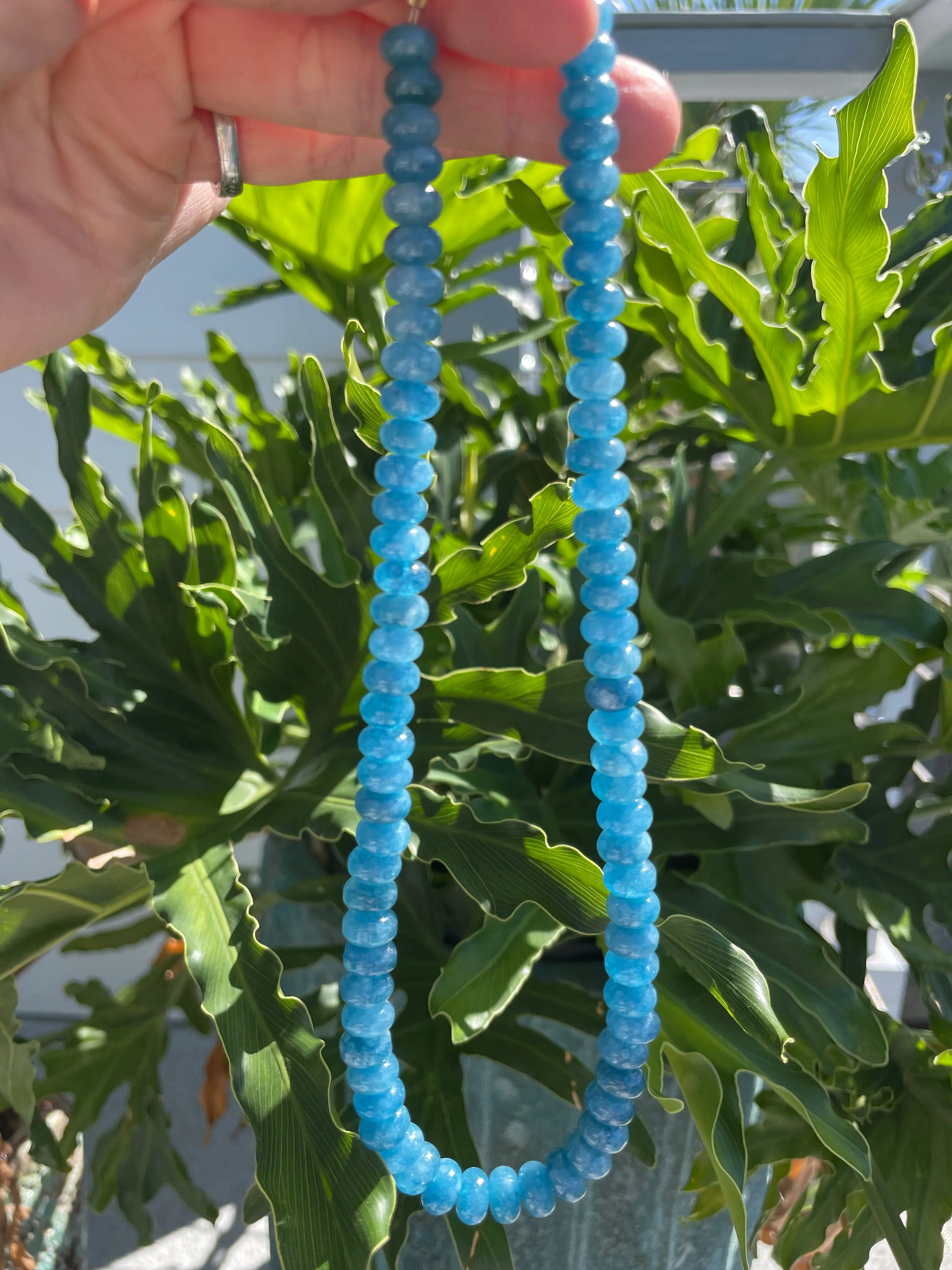 peacock blue angelite candy necklace sold by Theodosia product image thumbnail 3