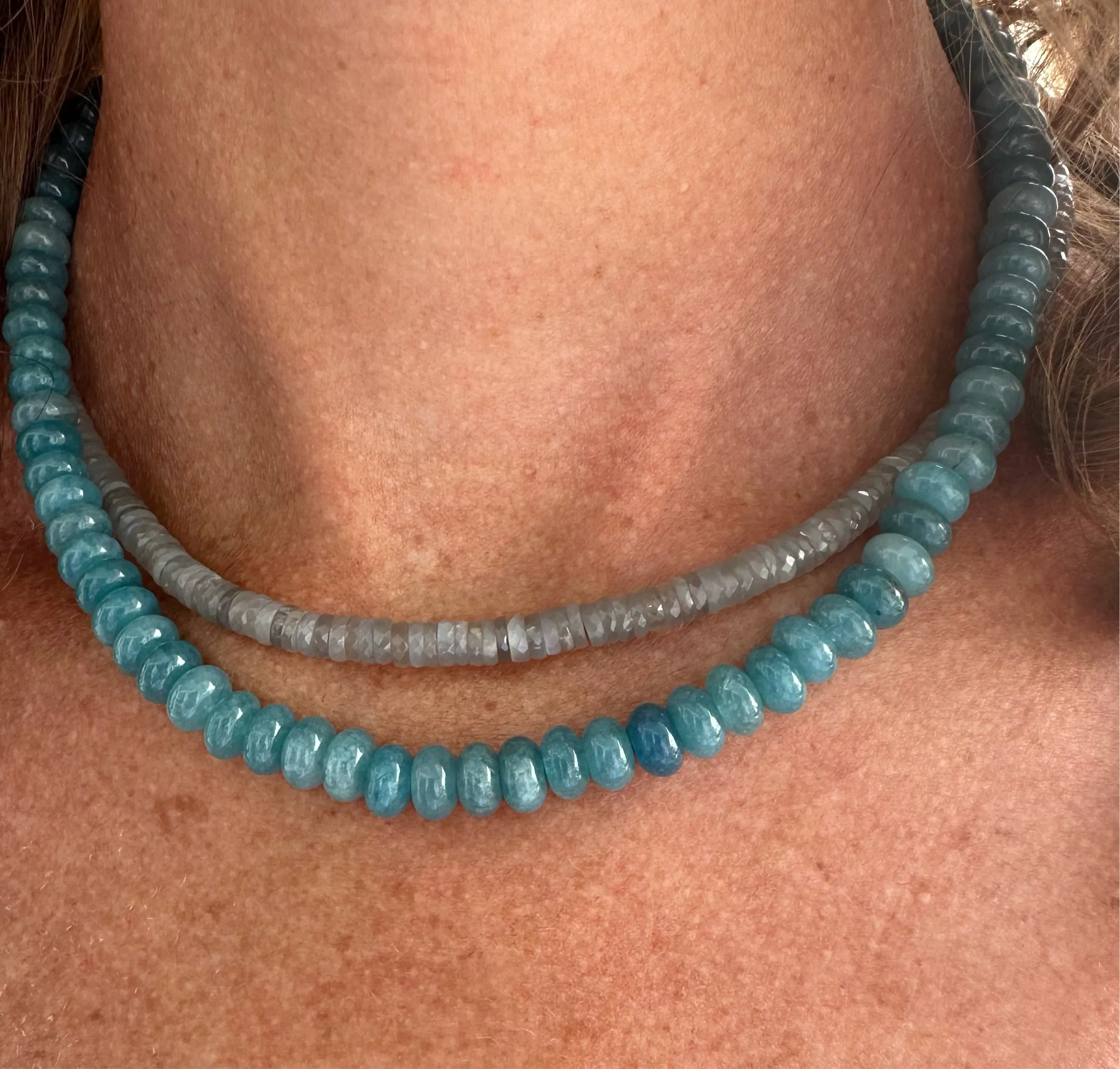 peacock blue angelite candy necklace sold by Theodosia product image thumbnail 2