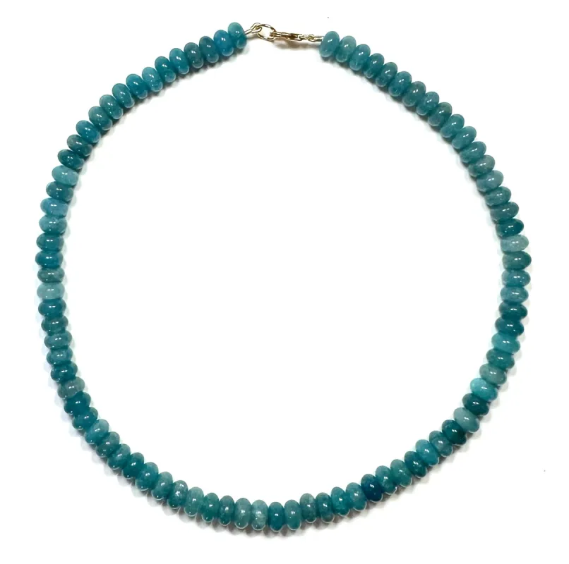 peacock blue angelite candy necklace sold by Theodosia