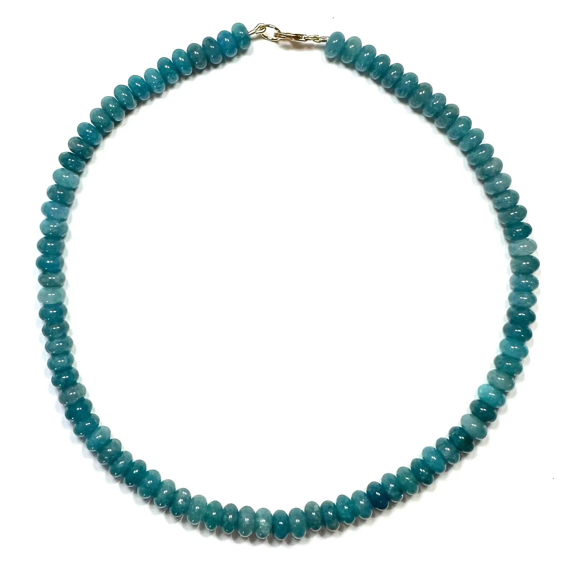 peacock blue angelite candy necklace sold by Theodosia