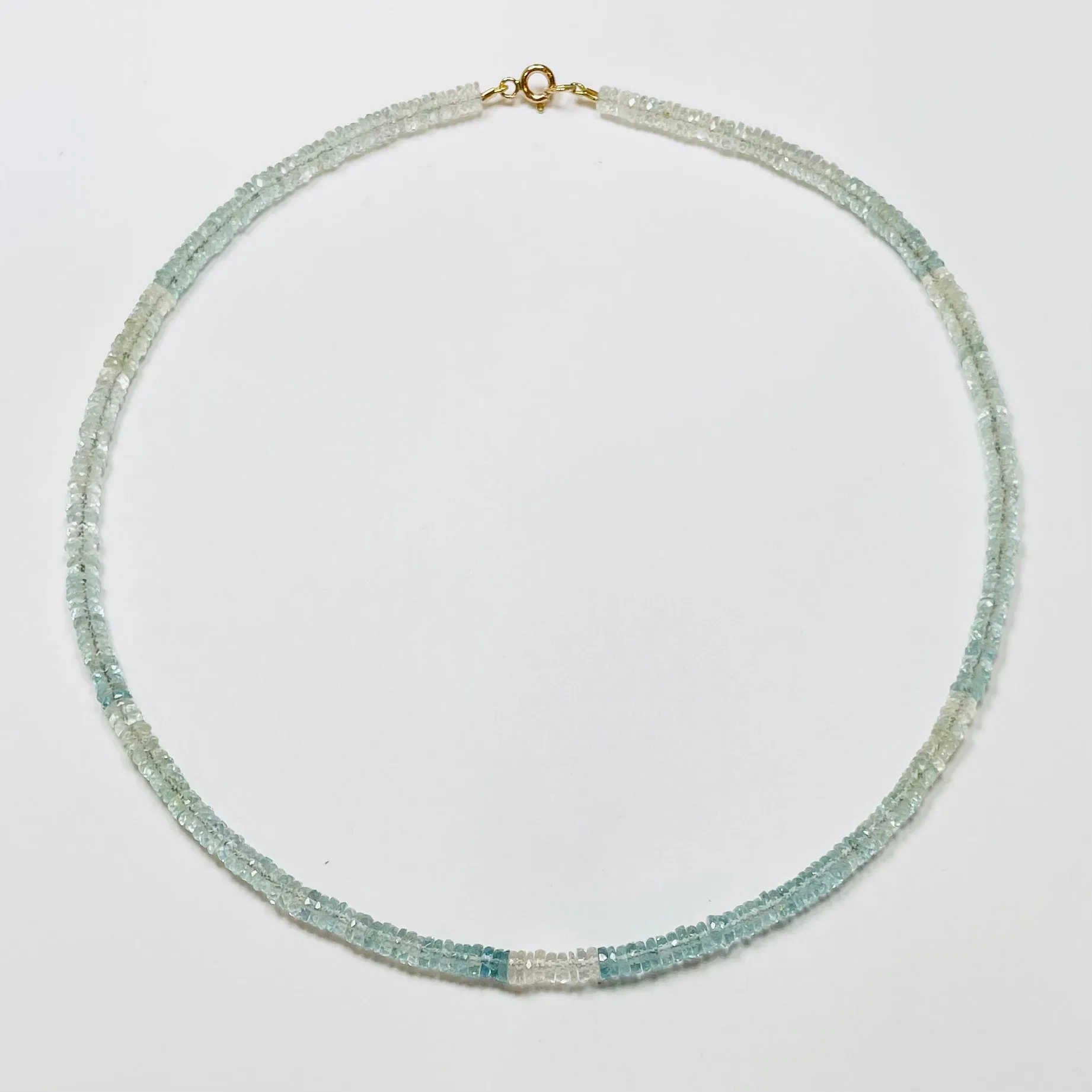 aquamarine heishi necklace sold by Theodosia