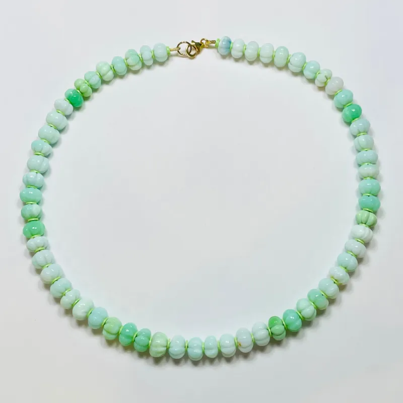carved limeade opal candy necklace made by Theodosia