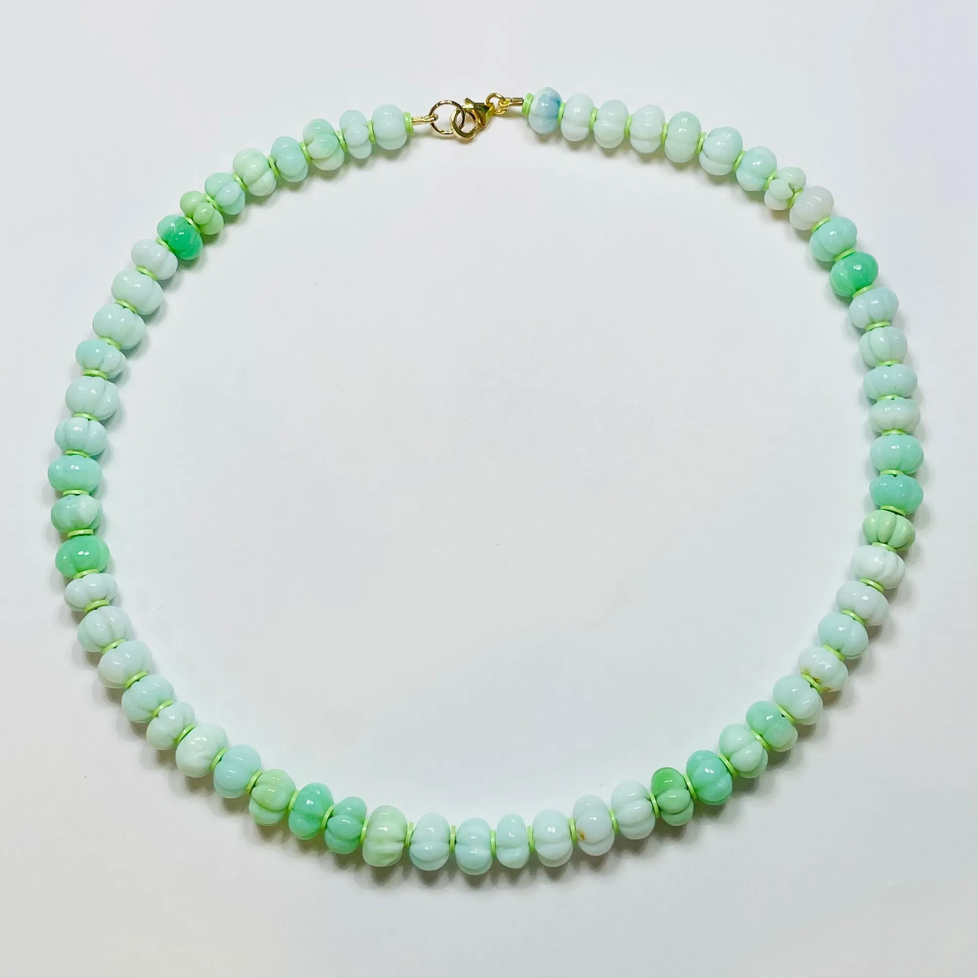 carved limeade opal candy necklace sold by Theodosia