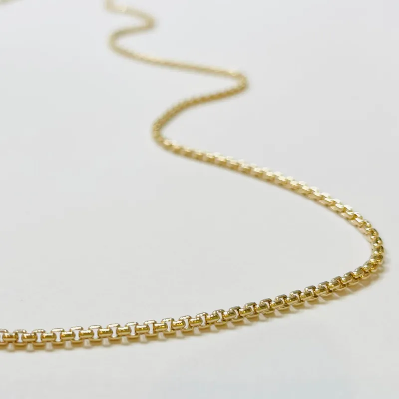 box chain, 2 mm adjustable 14 kt gold sold by Theodosia