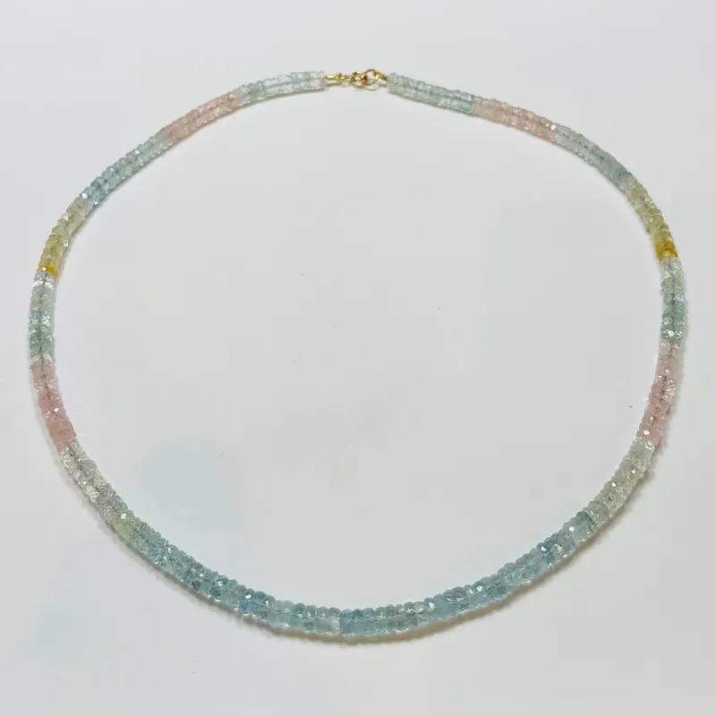 cotton candy aquamarine heishi necklace sold by Theodosia