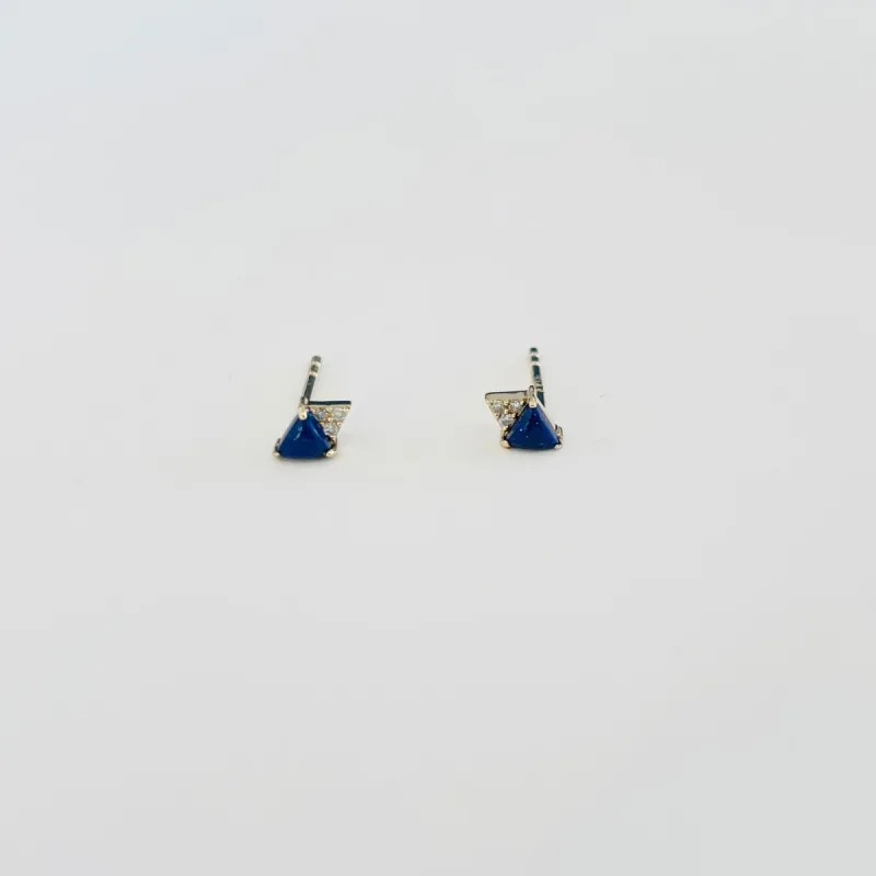 double triangle studs, lapis sold by Theodosia