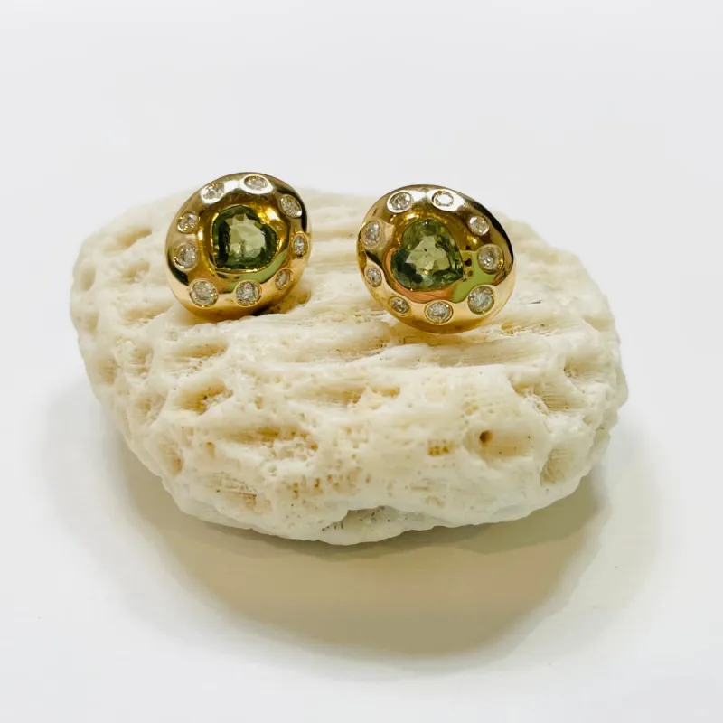sapphire heart dome earrings sold by Theodosia