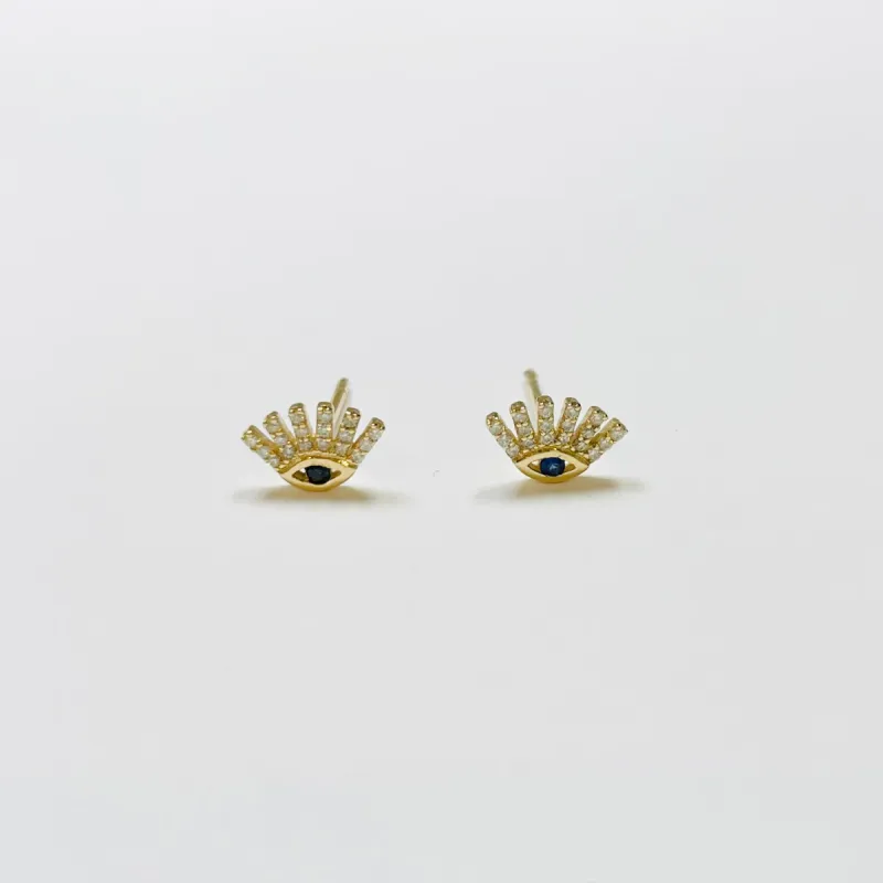 sapphire and diamond evil eye studs sold by Theodosia
