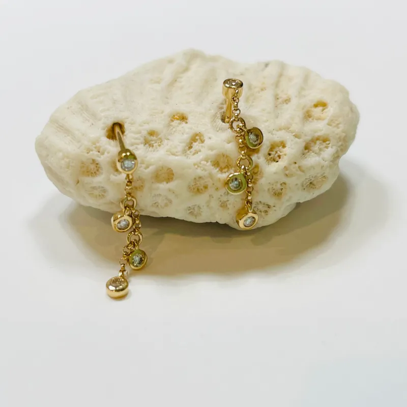 bezel diamond dangle studs sold by Theodosia