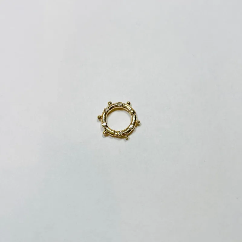 diamond and gold ship wheel connector sold by Theodosia