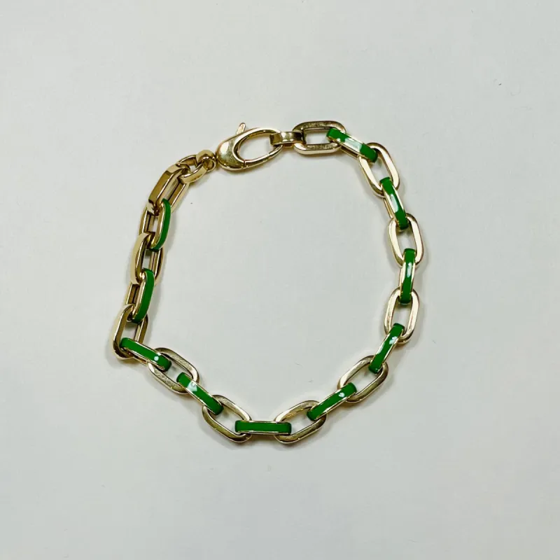 green enamel link bracelet sold by Theodosia