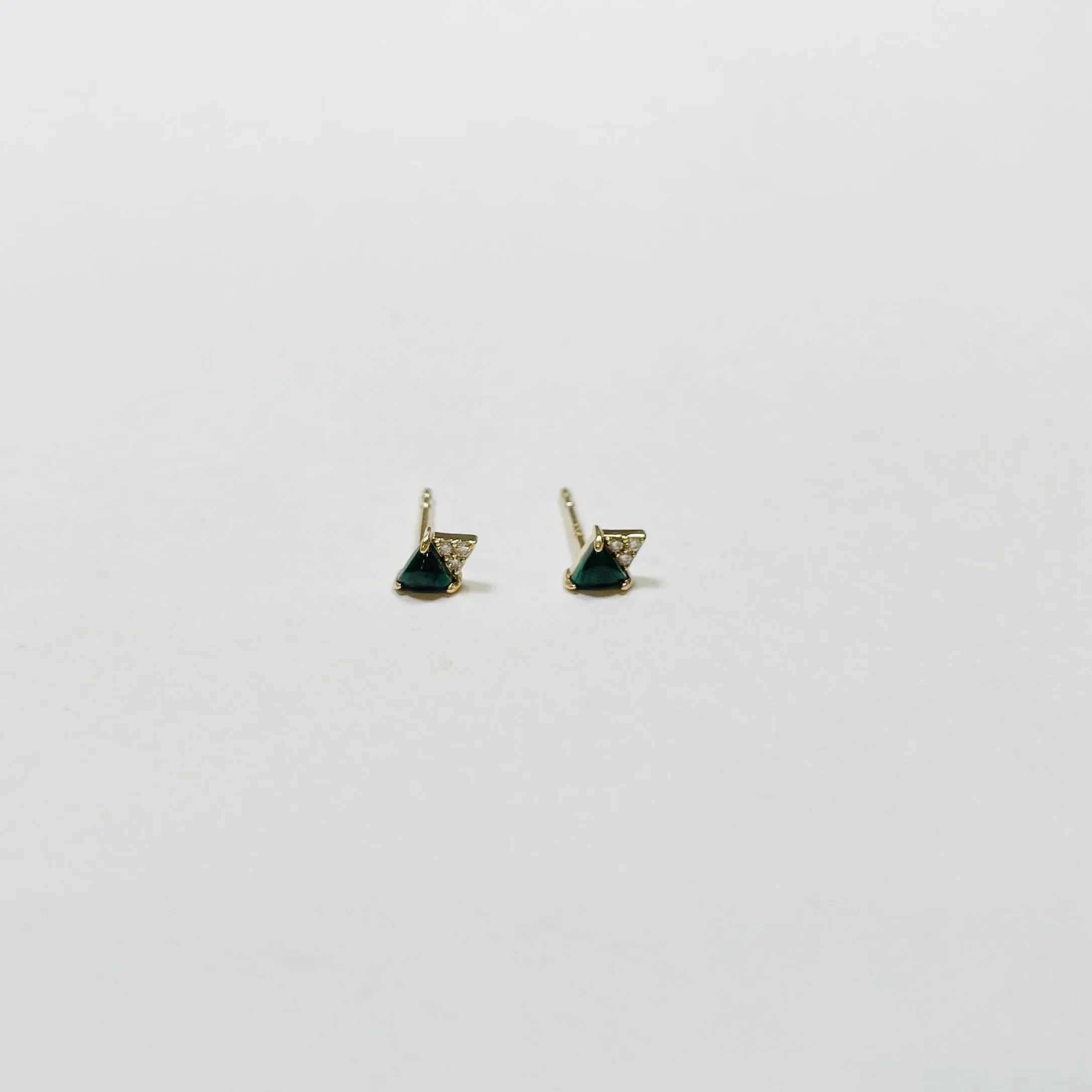double triangle studs, malachite sold by Theodosia
