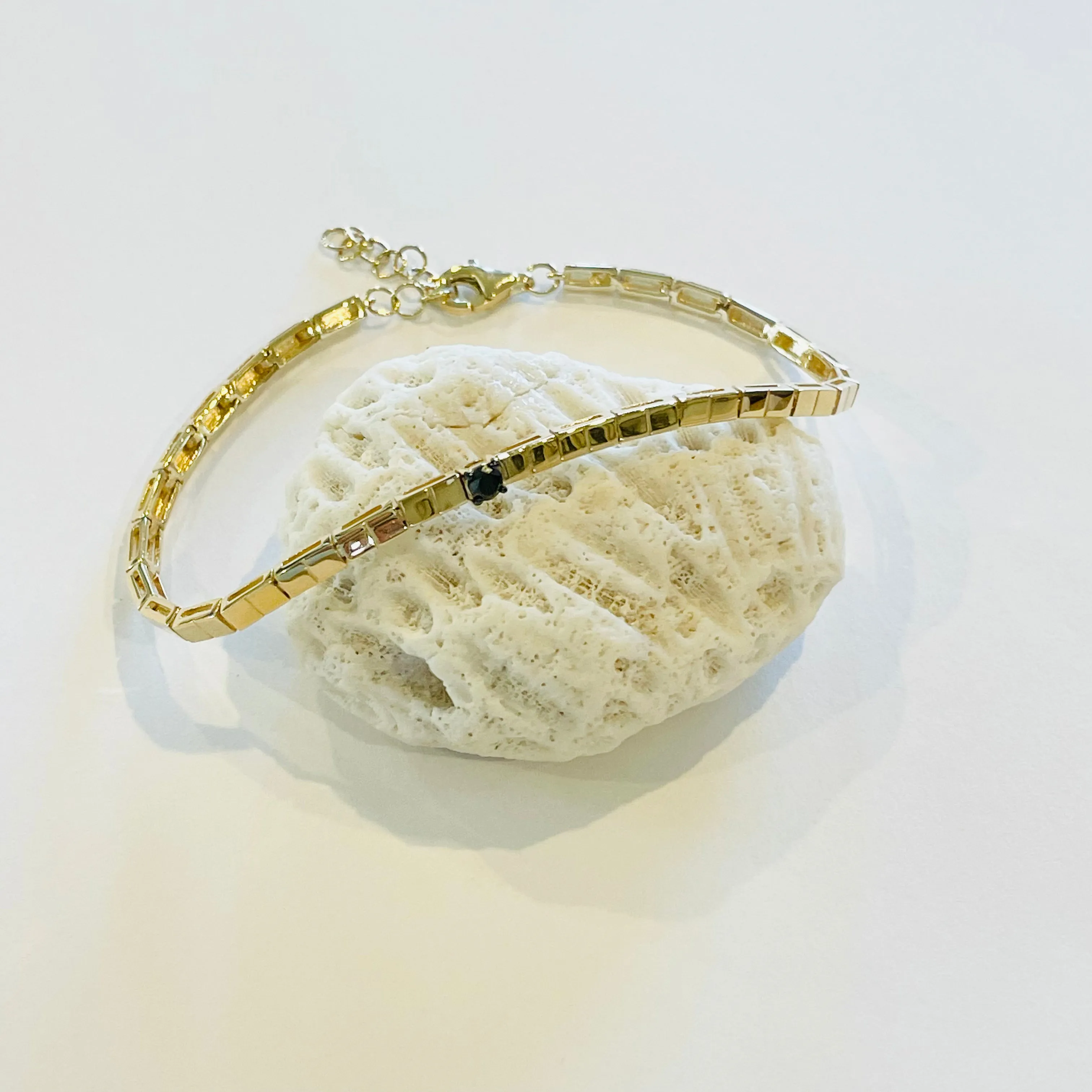 black diamond gold block bracelet sold by Theodosia product image thumbnail 2
