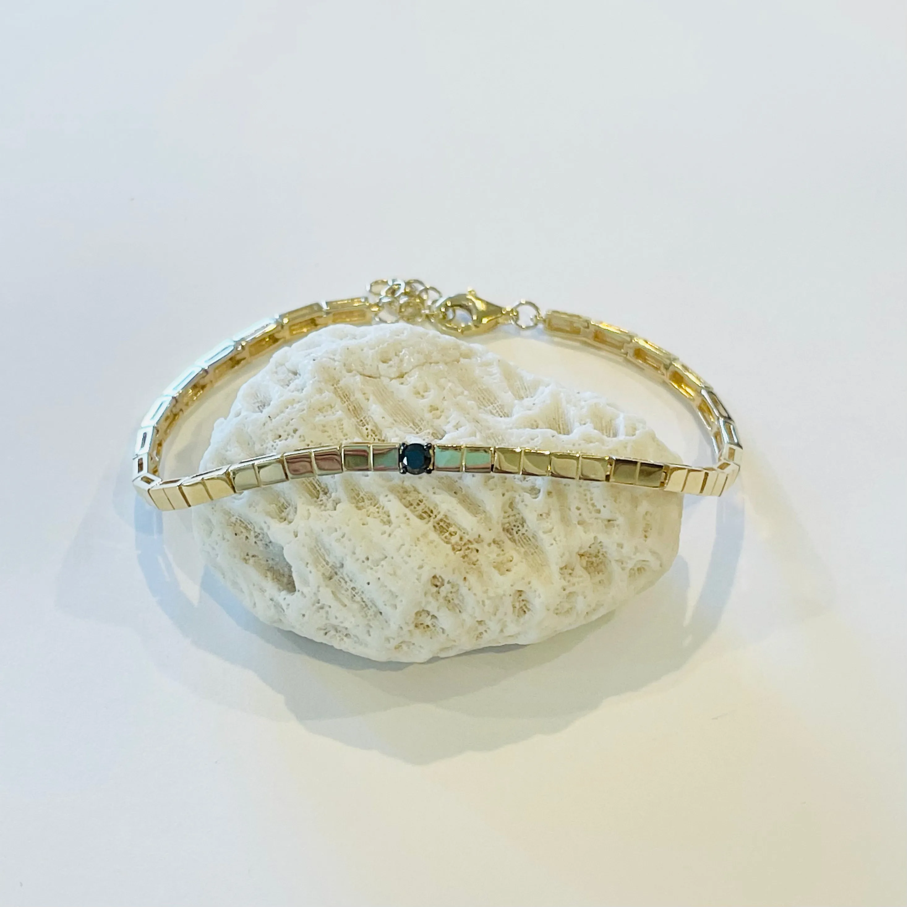 black diamond gold block bracelet sold by Theodosia